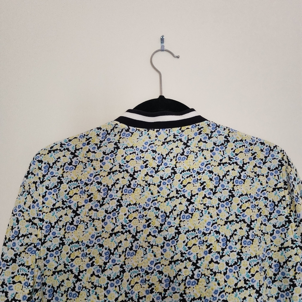 Equipment Abbott Bomber Jacket Coat Zip Up Pure Silk Floral Flowers Size XS - Picture 13 of 16